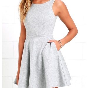 Lulu’s WANDERLUST HEATHER GREY SKATER DRESS S
